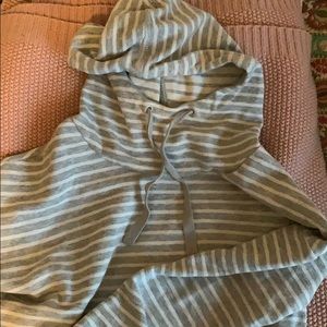 Grey and white striped hoodie